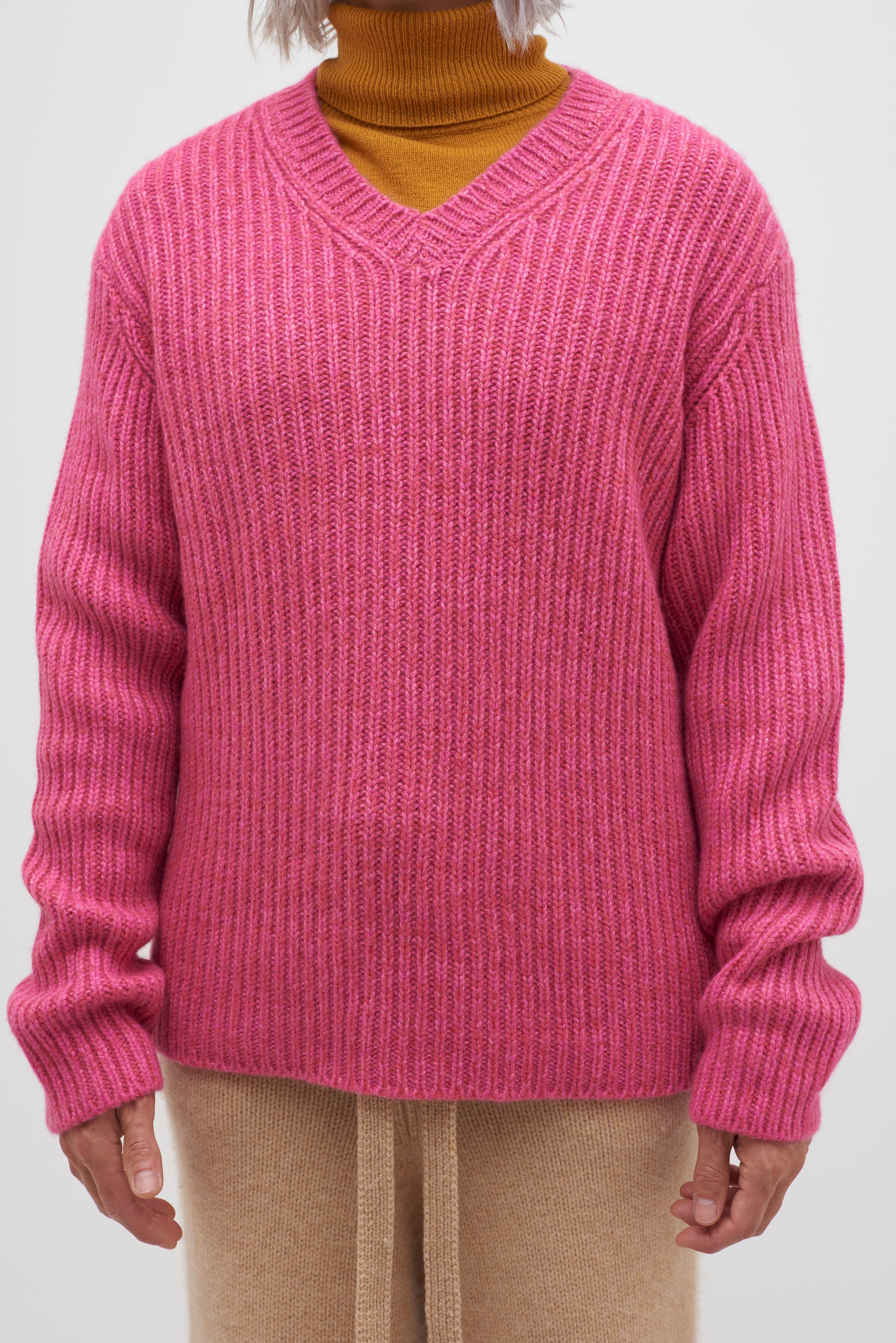 JUMBO RIB OVERSIZED V-NECK - 2