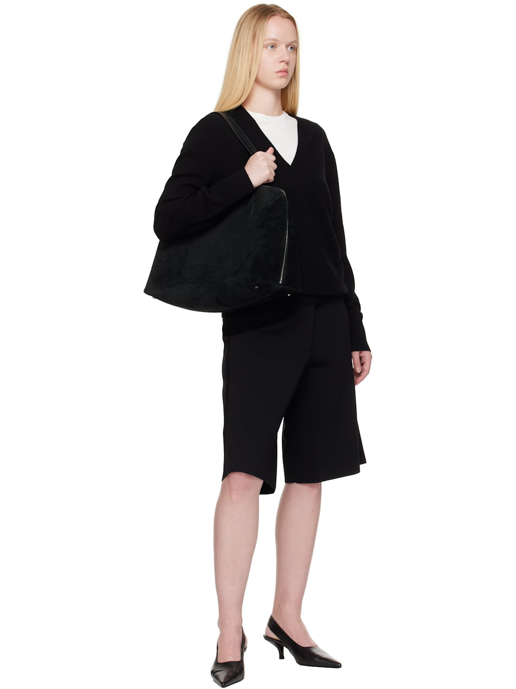 Black Suede Day Tote - 4