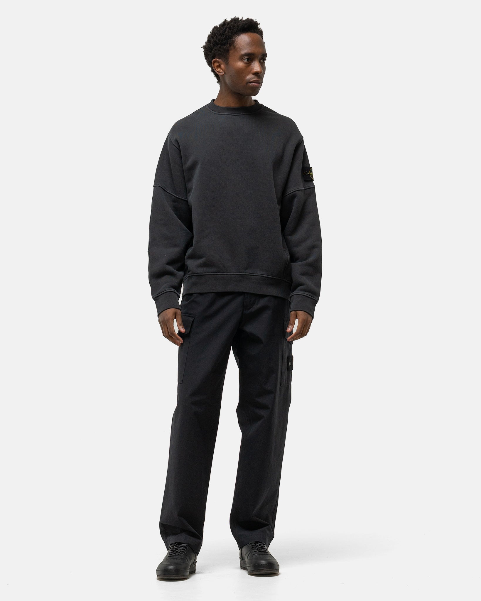 Organic Cotton Garment Dyed Sweatshirt Washed Black - 2