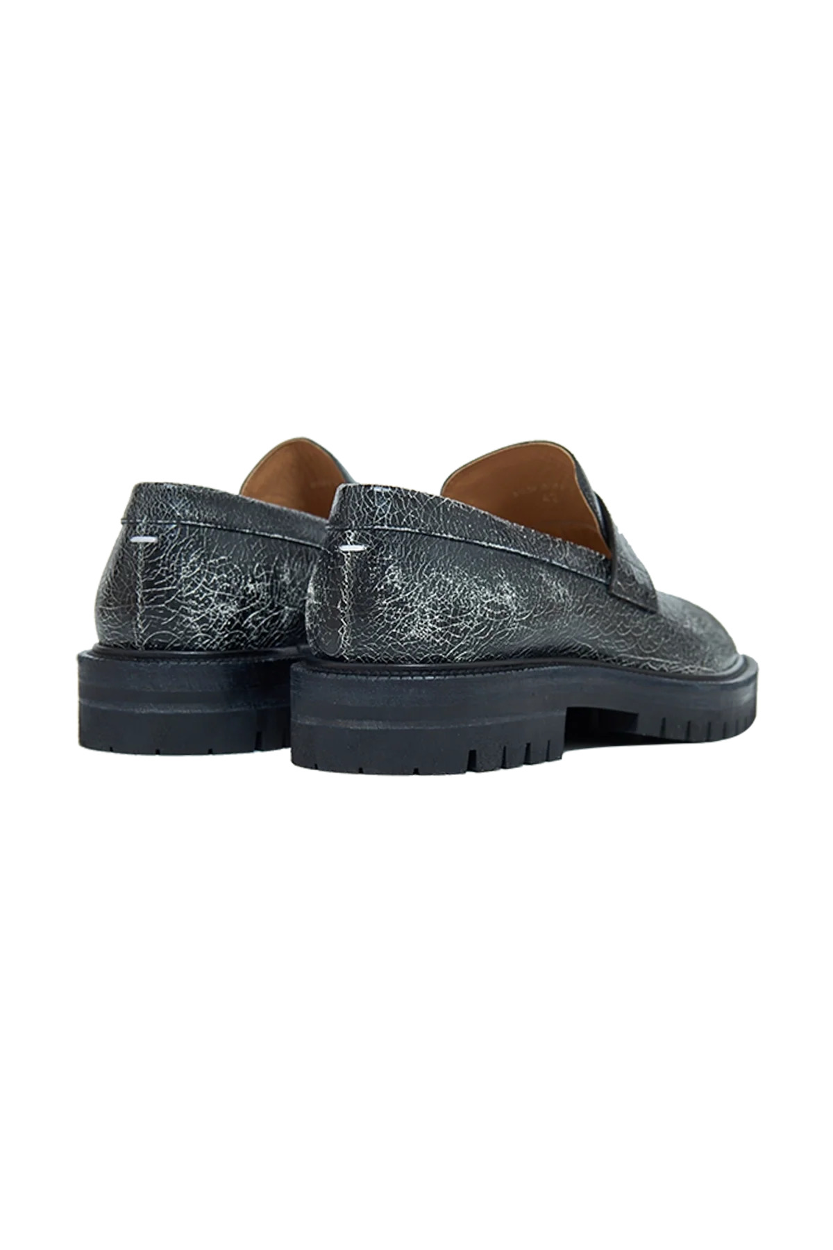 Maison Margiela Cracked Leather Tabi County Loafer Black/White - 3