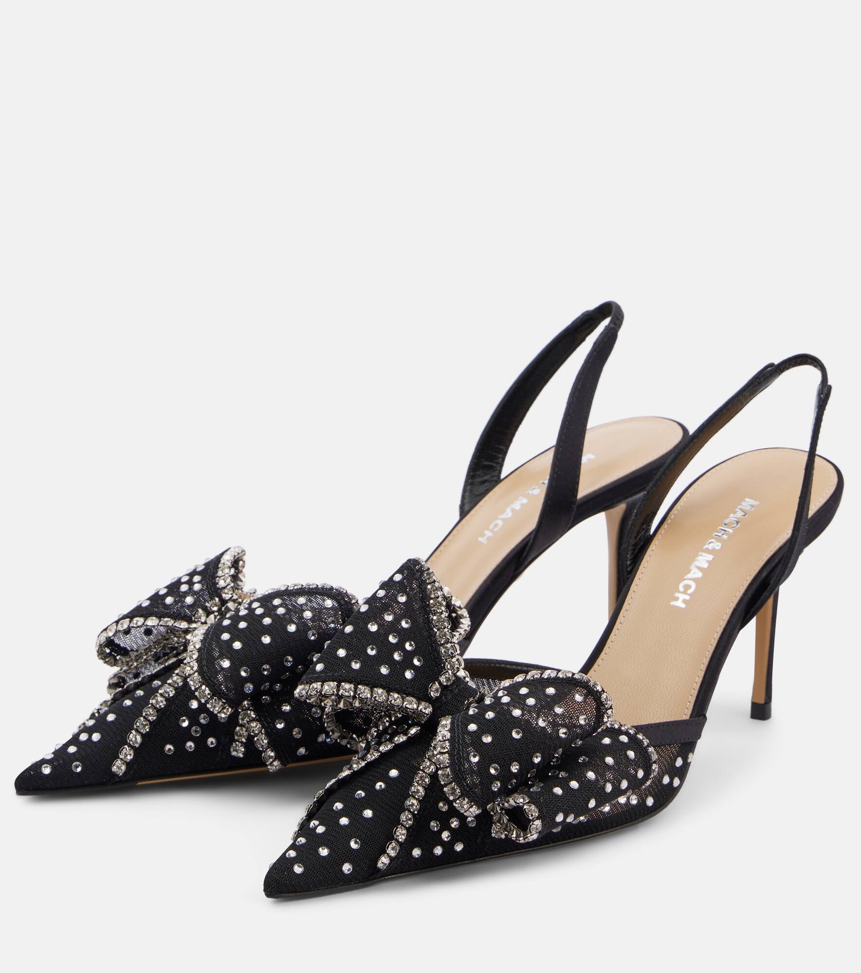 Le Cadeau embellished mesh slingback pumps - 4