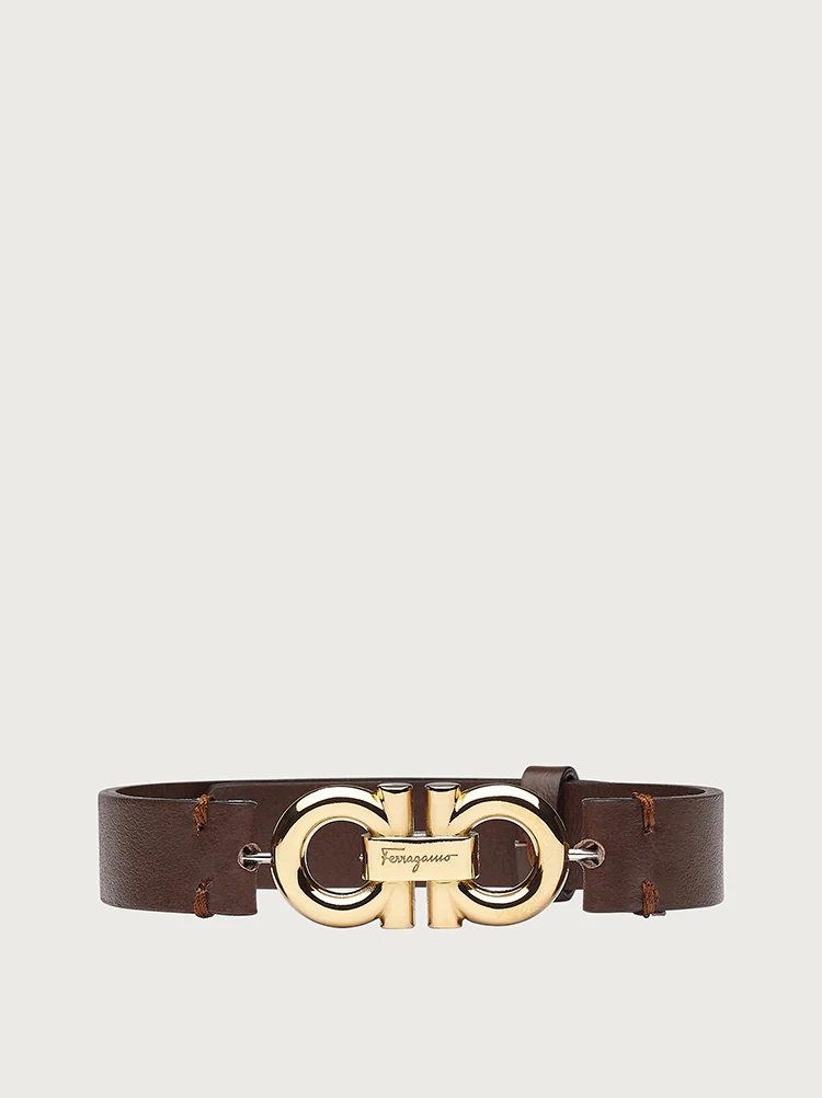 LEATHER BRACELET WITH DOUBLE SIDED GANCINI - 2