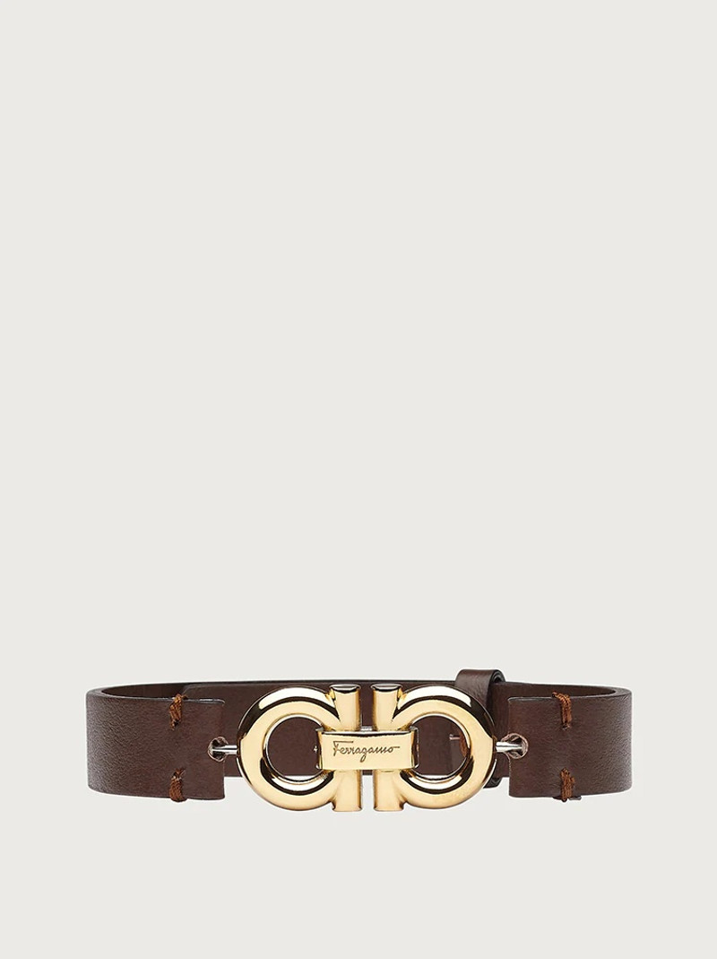 FERRAGAMO LEATHER BRACELET WITH DOUBLE SIDED GANCINI outlook