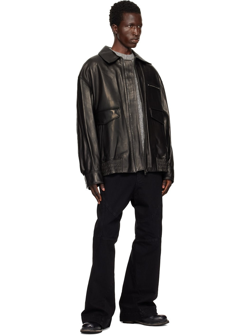 Wooyoungmi Black Banding Leather Jacket outlook