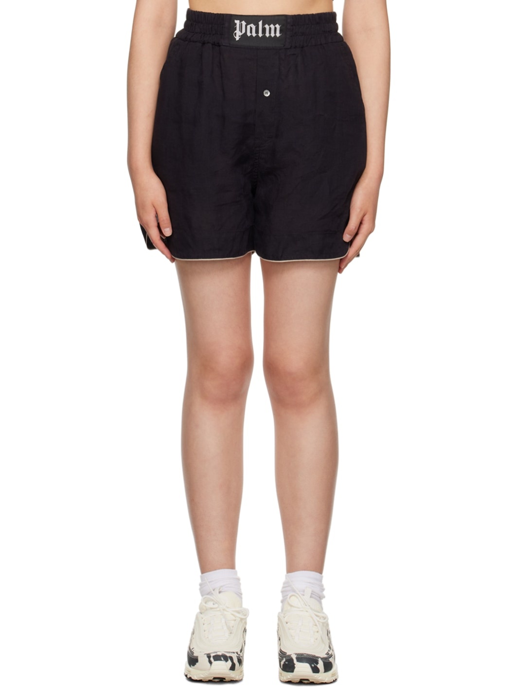 Black Button Shorts - 1