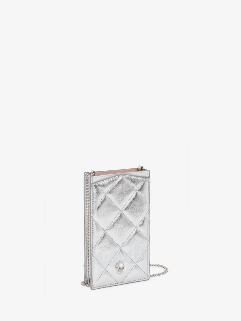 Mcqueen Graffiti Phone Case With Chain in Silver/white - 2