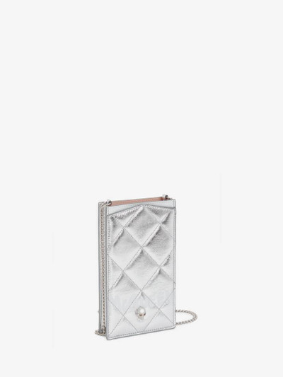 Alexander McQueen Mcqueen Graffiti Phone Case With Chain in Silver/white outlook