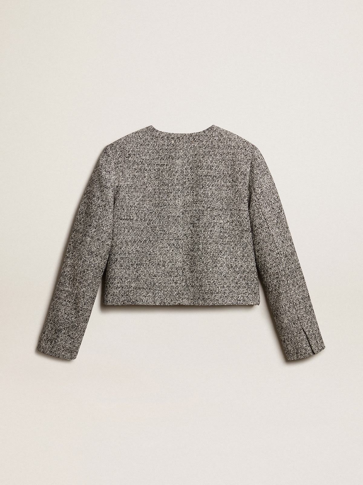 Boxy cropped jacket in gray bouclé fabric - 5