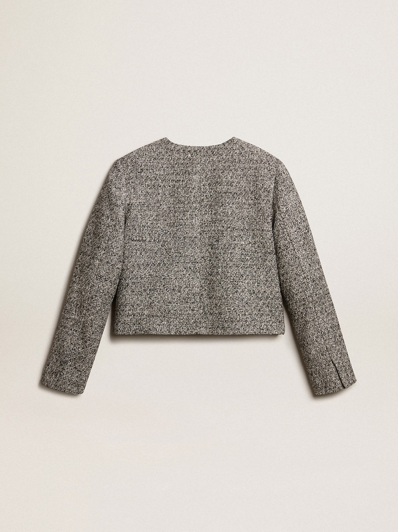 Boxy cropped jacket in gray bouclé fabric 5
