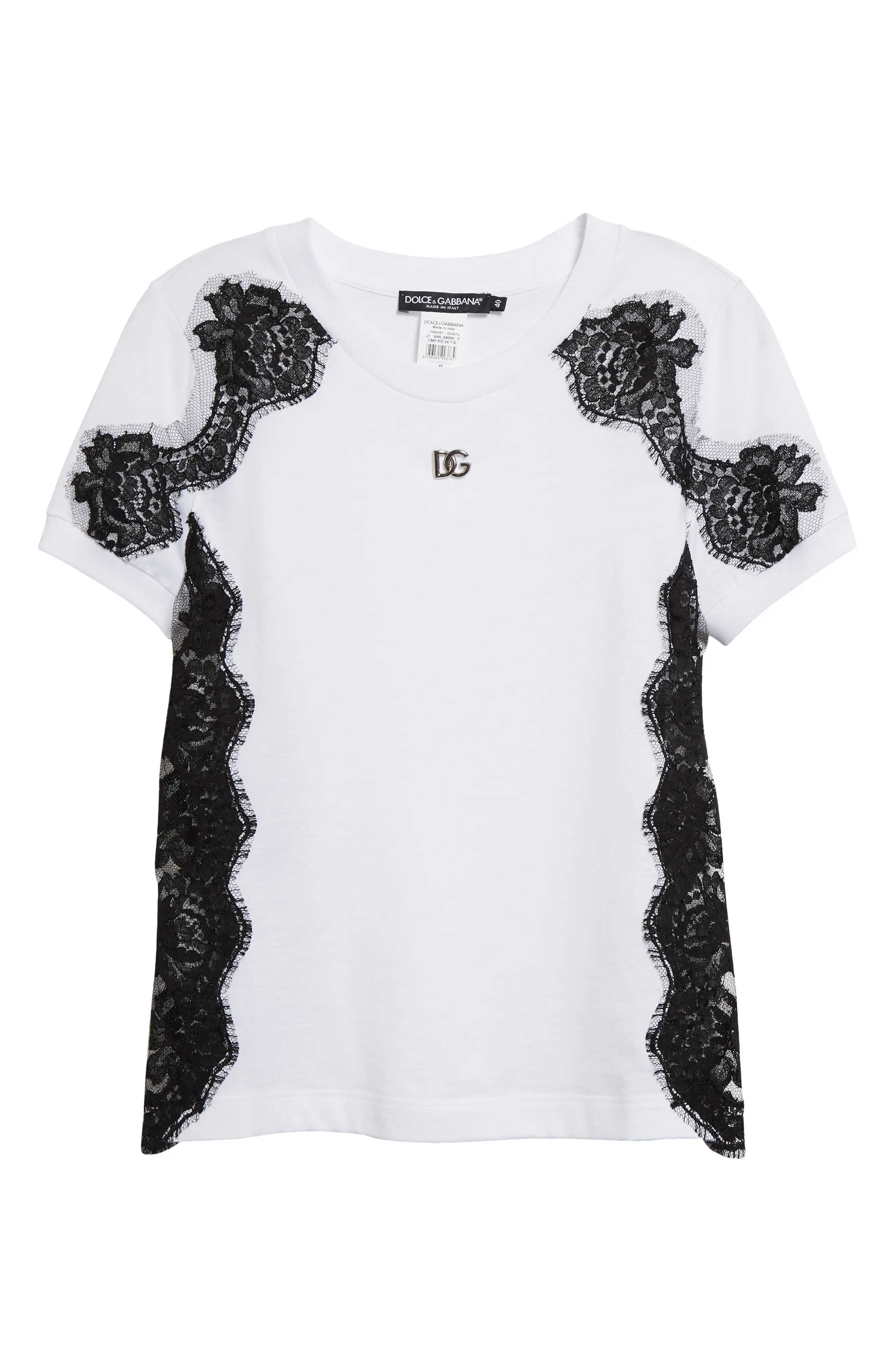 Tシャツ・カットソー DOLCE & GABBANA Cotton t-shirt with lace details Dolce & Gabbana Lace Detail Cotton Blend T-Shirt | nordstrom
