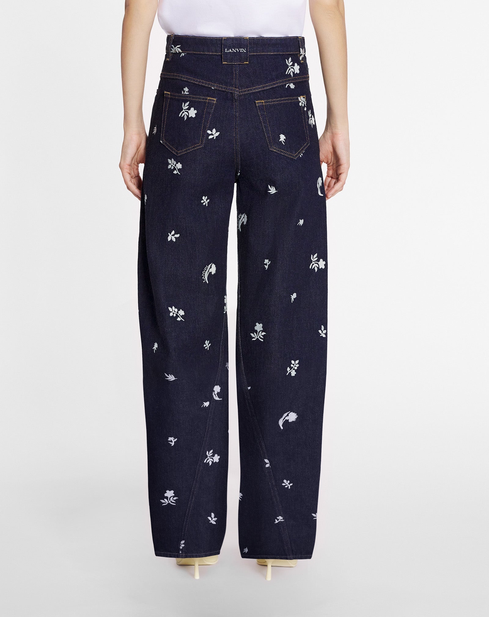WIDE-LEG PANTS IN EMBROIDERED TWISTED DENIM - 4