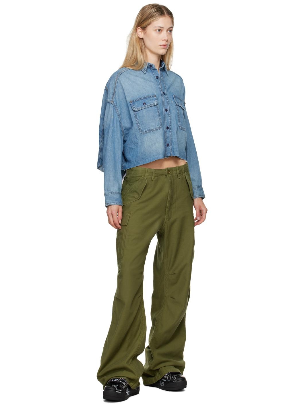 Khaki Wide Leg Cargo Pants - 4