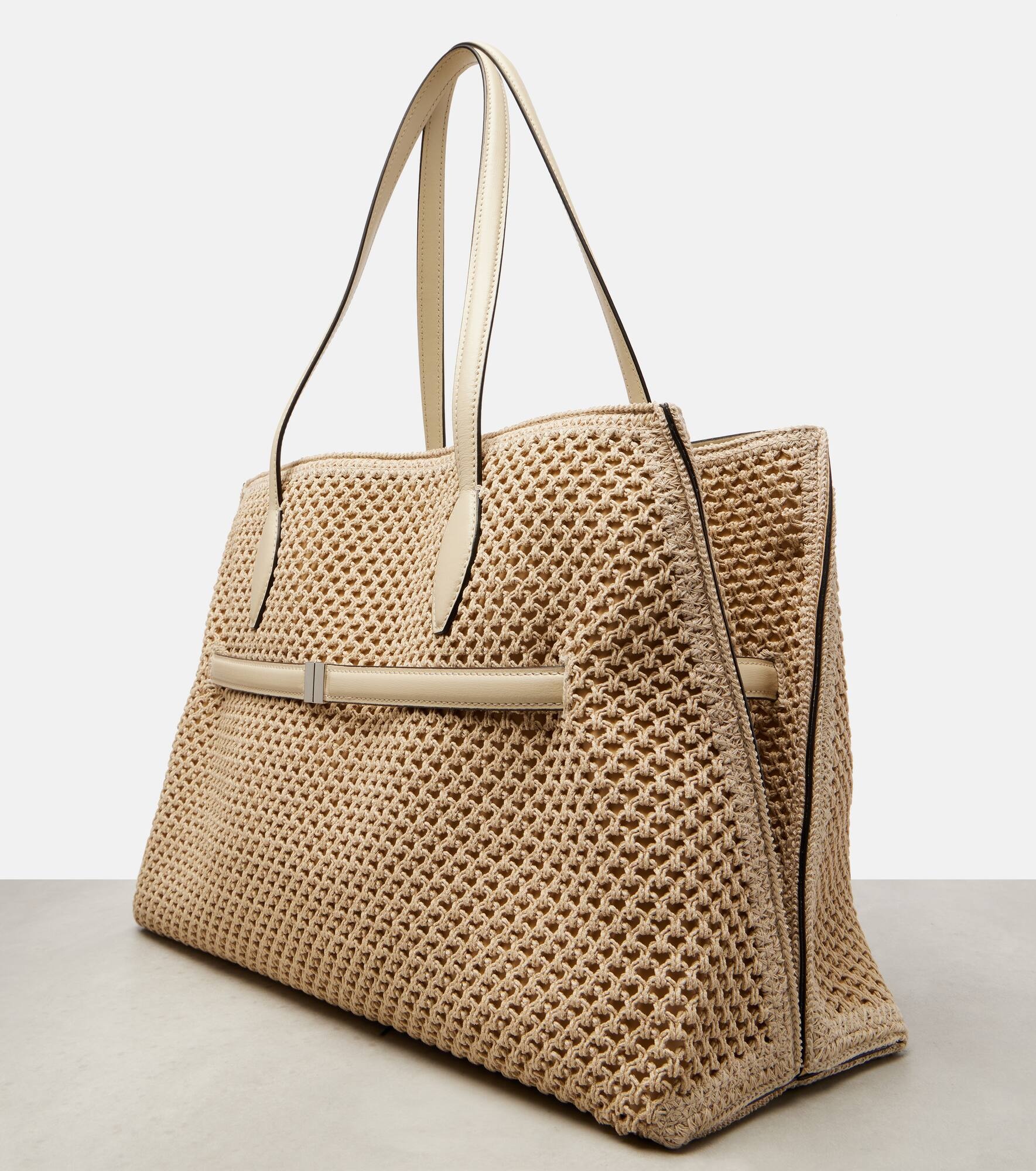 Lounge Large leather-trimmed tote bag - 6