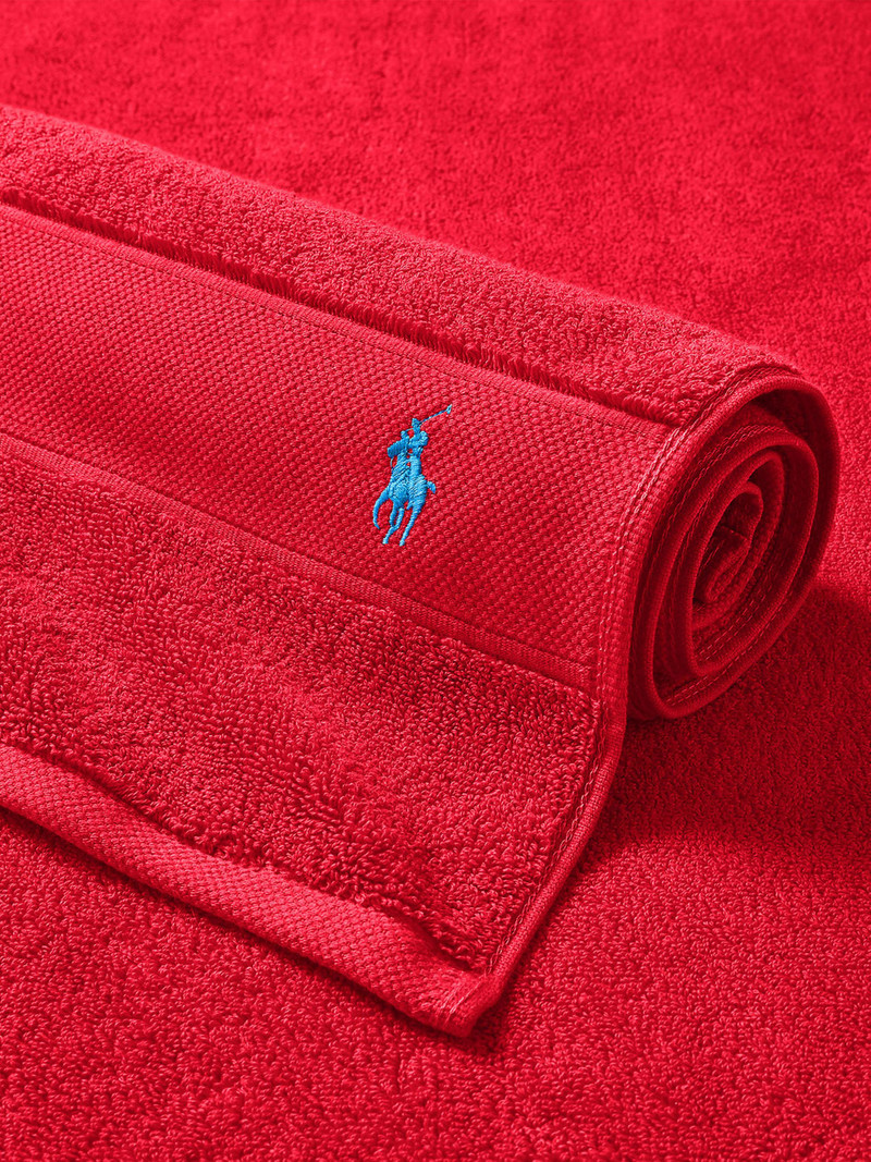 Polo Player Cotton Bath Mat - Petal Red 1