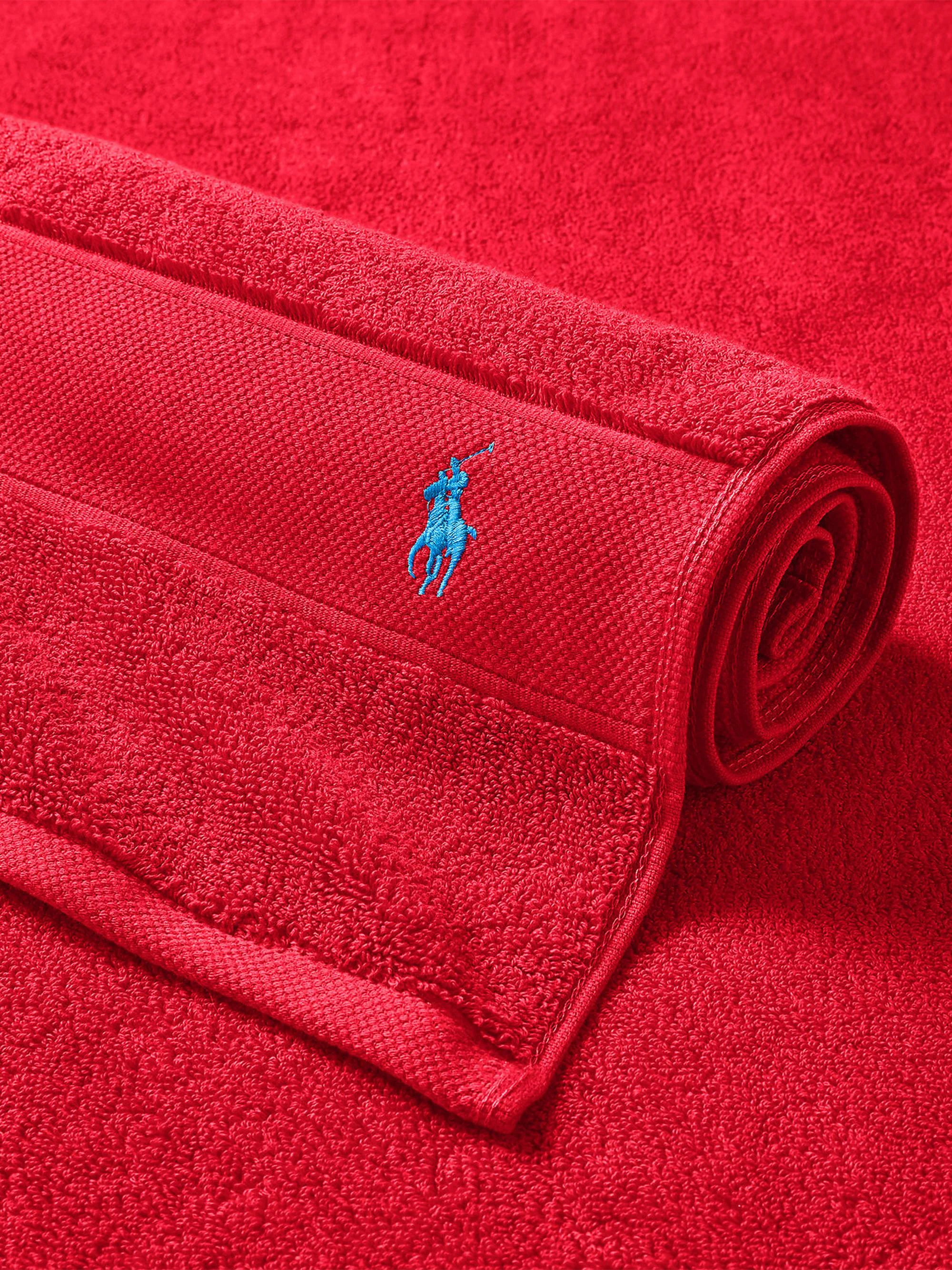 Polo Player Cotton Bath Mat - Petal Red - 1