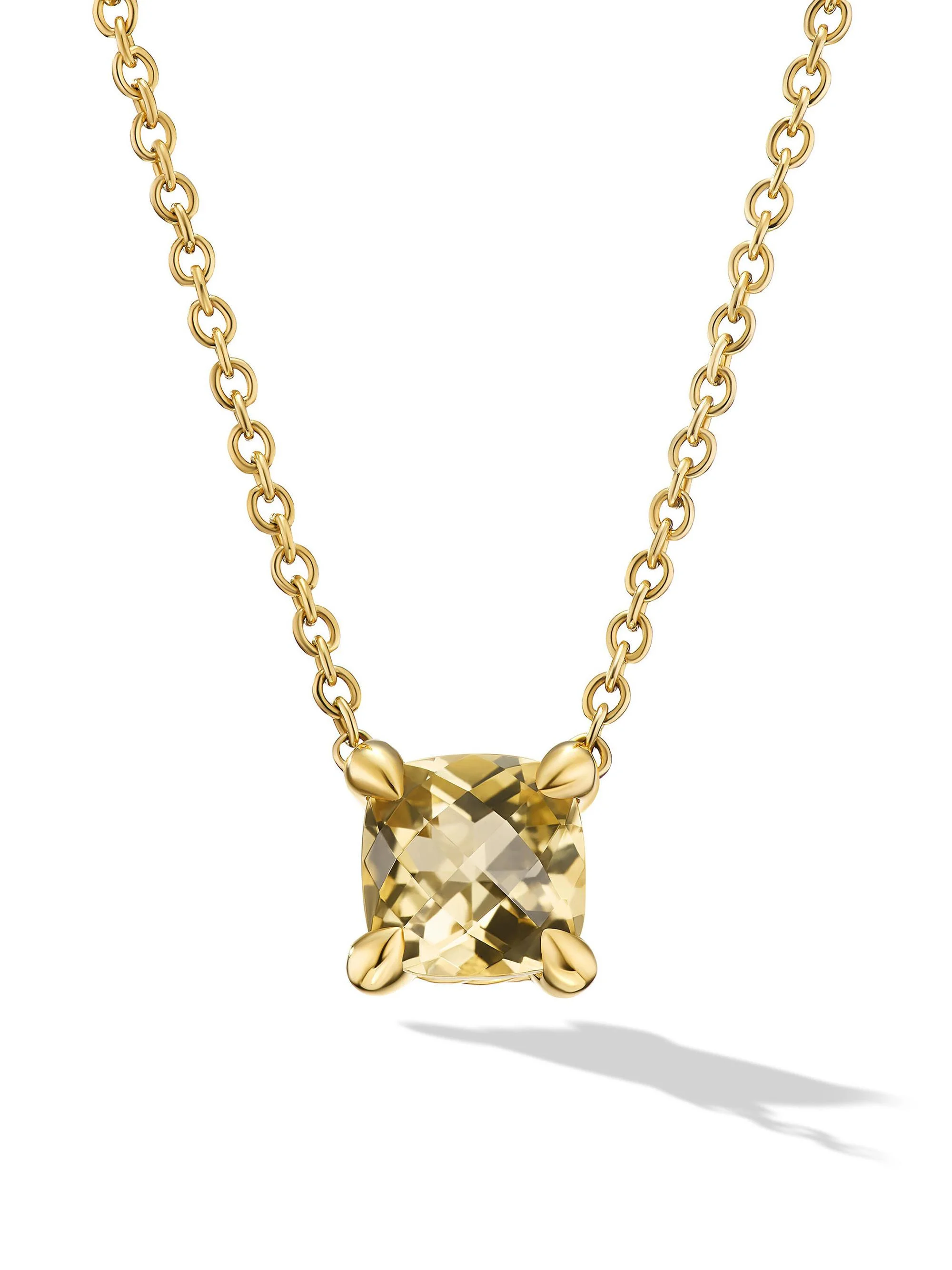 Women's Micro Chatelaine Pendant Necklace in 18K Yellow Gold - Champagne Citrine - 1