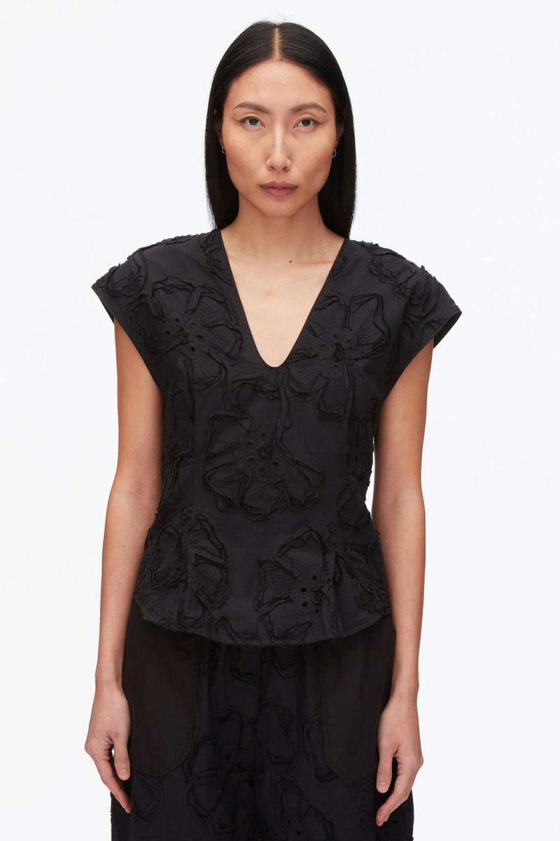 Embroidered Cap Sleeve Top 3