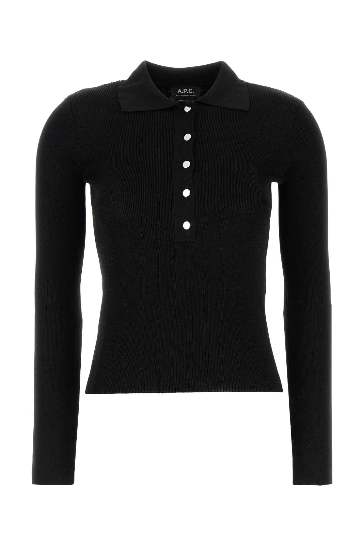 A.P.C. Women Black Viscose Blend Polo Shirt - 1