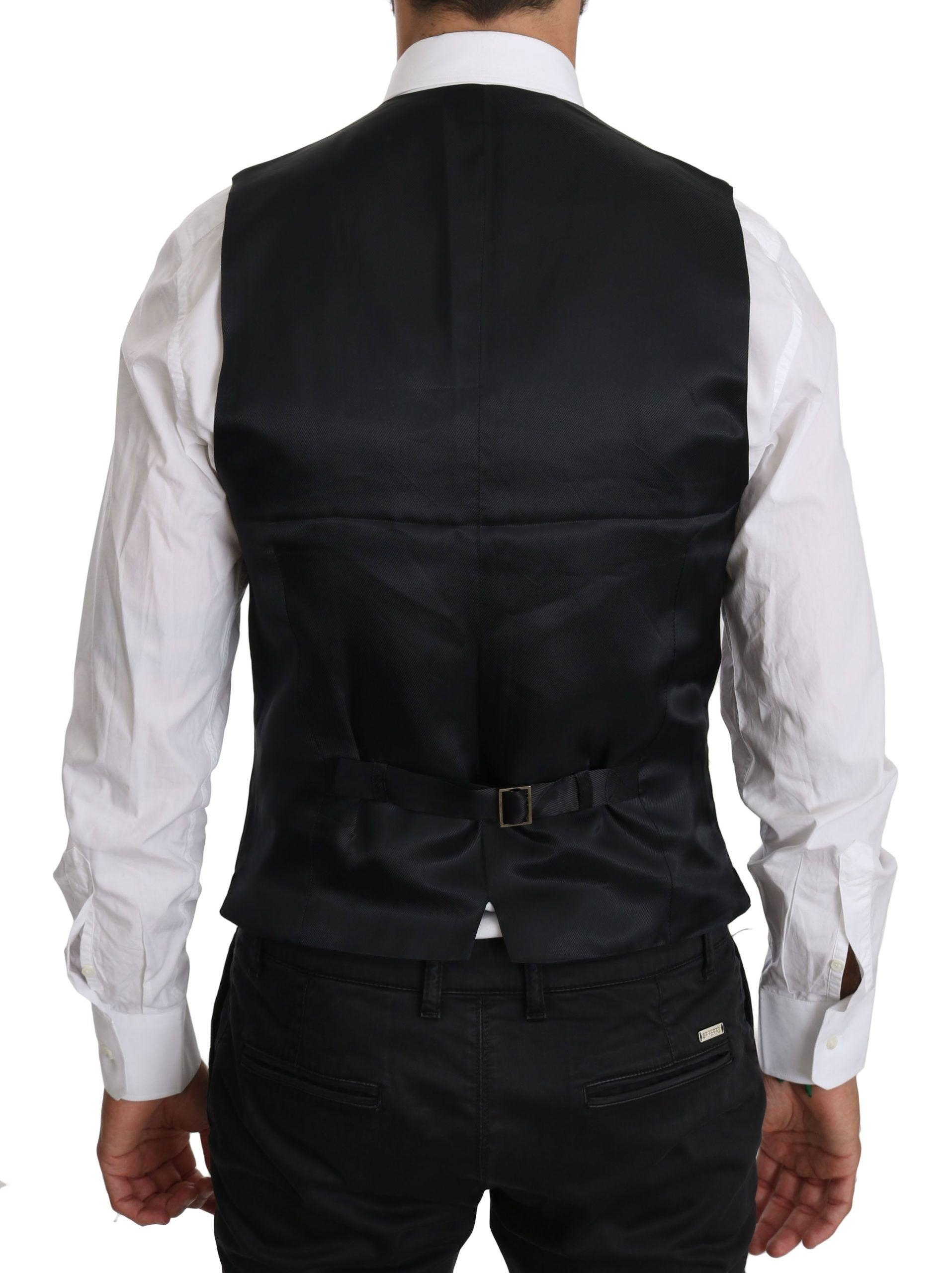 Dolce & Gabbana Blue Wool Waistcoat Formal Gilet Vest - 2