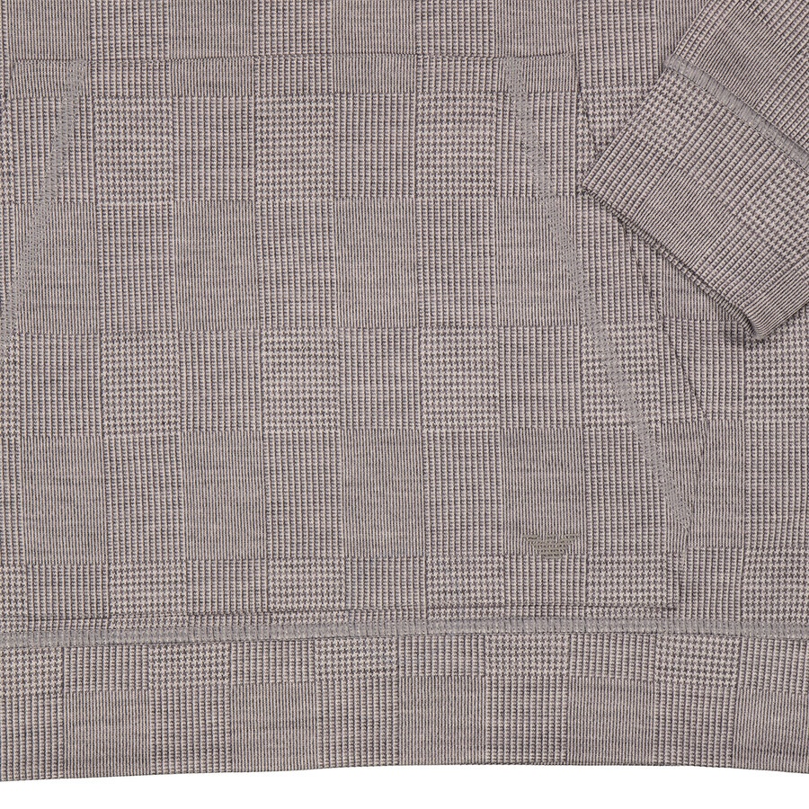 Emporio Armani Grigio Prince Of Wales Eucalyptus Wool-Blend Jersey Hoodie - 7