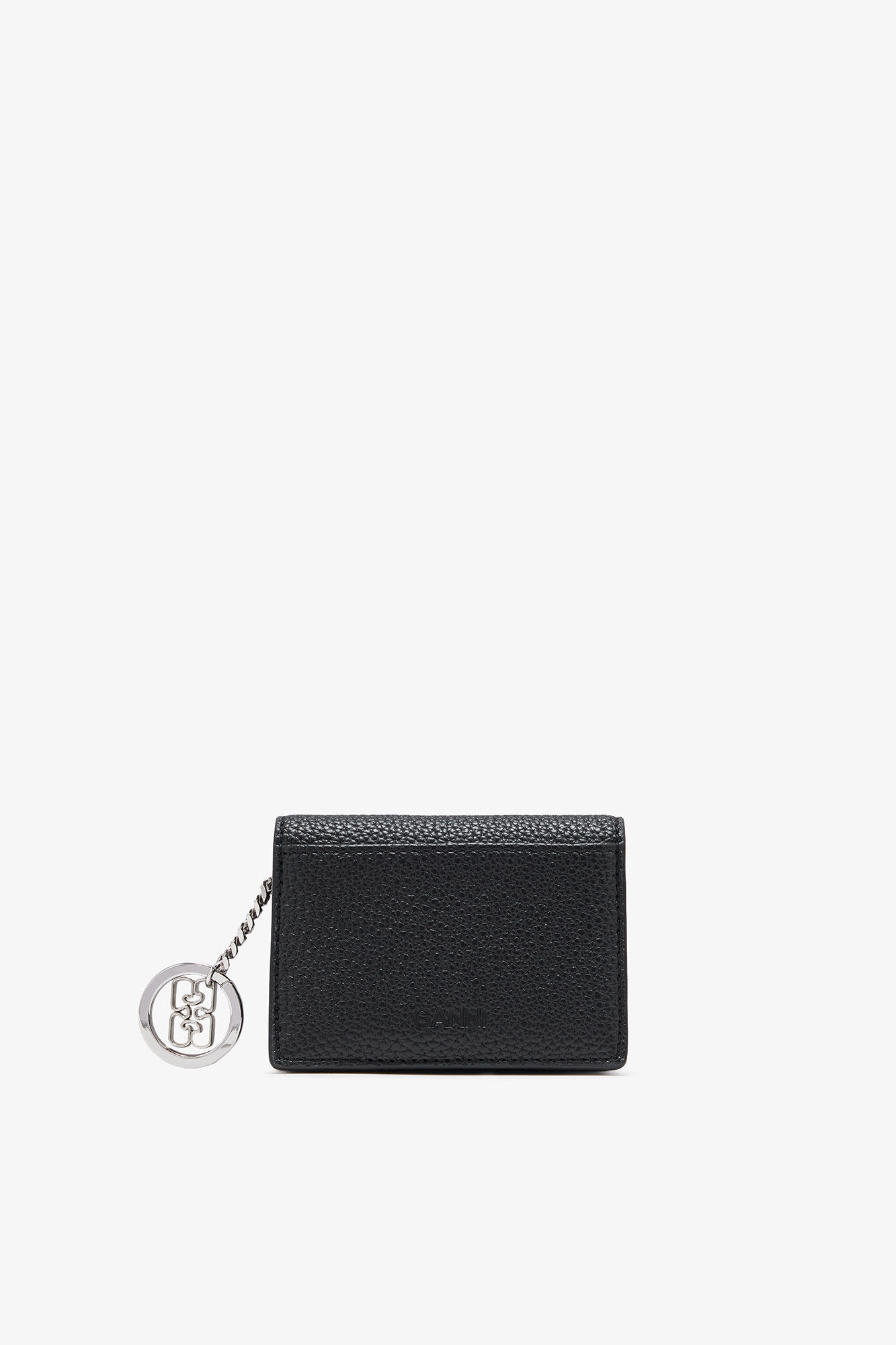 BLACK GRAINED GANNI BOU CARD HOLDER WITH FLAP - 2