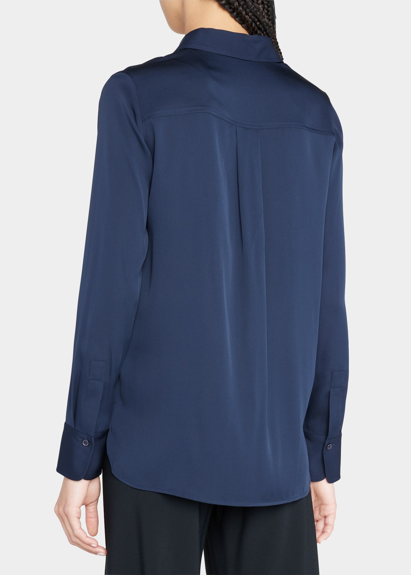 Slim-Fit Long-Sleeve Stretch-Silk Blouse - 2