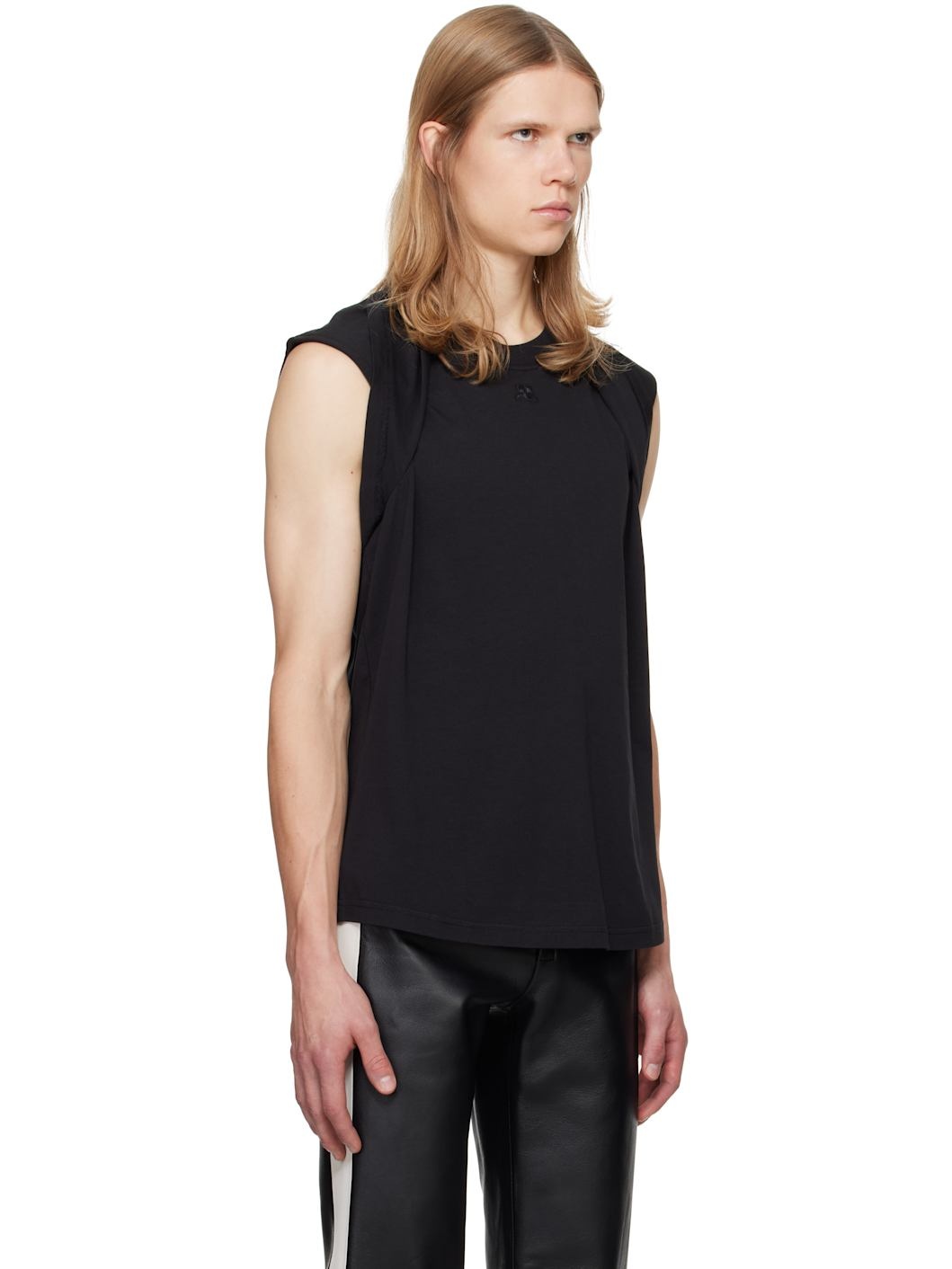 Black Draped Tank Top - 2