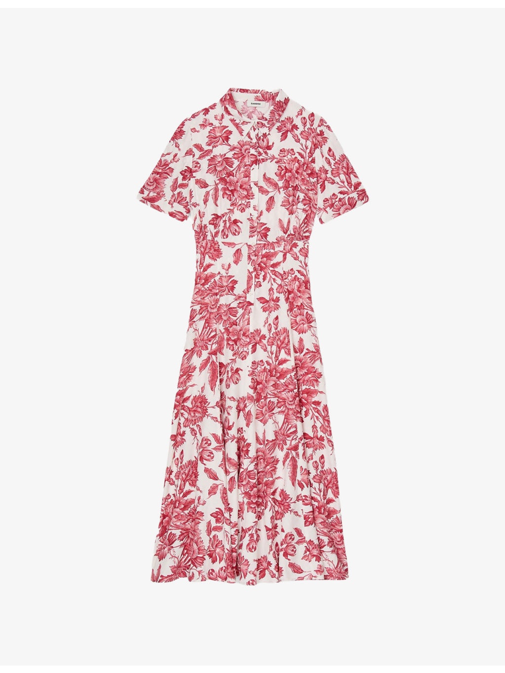 Floral-Print Short-Sleeve Woven Midi Dress - 1