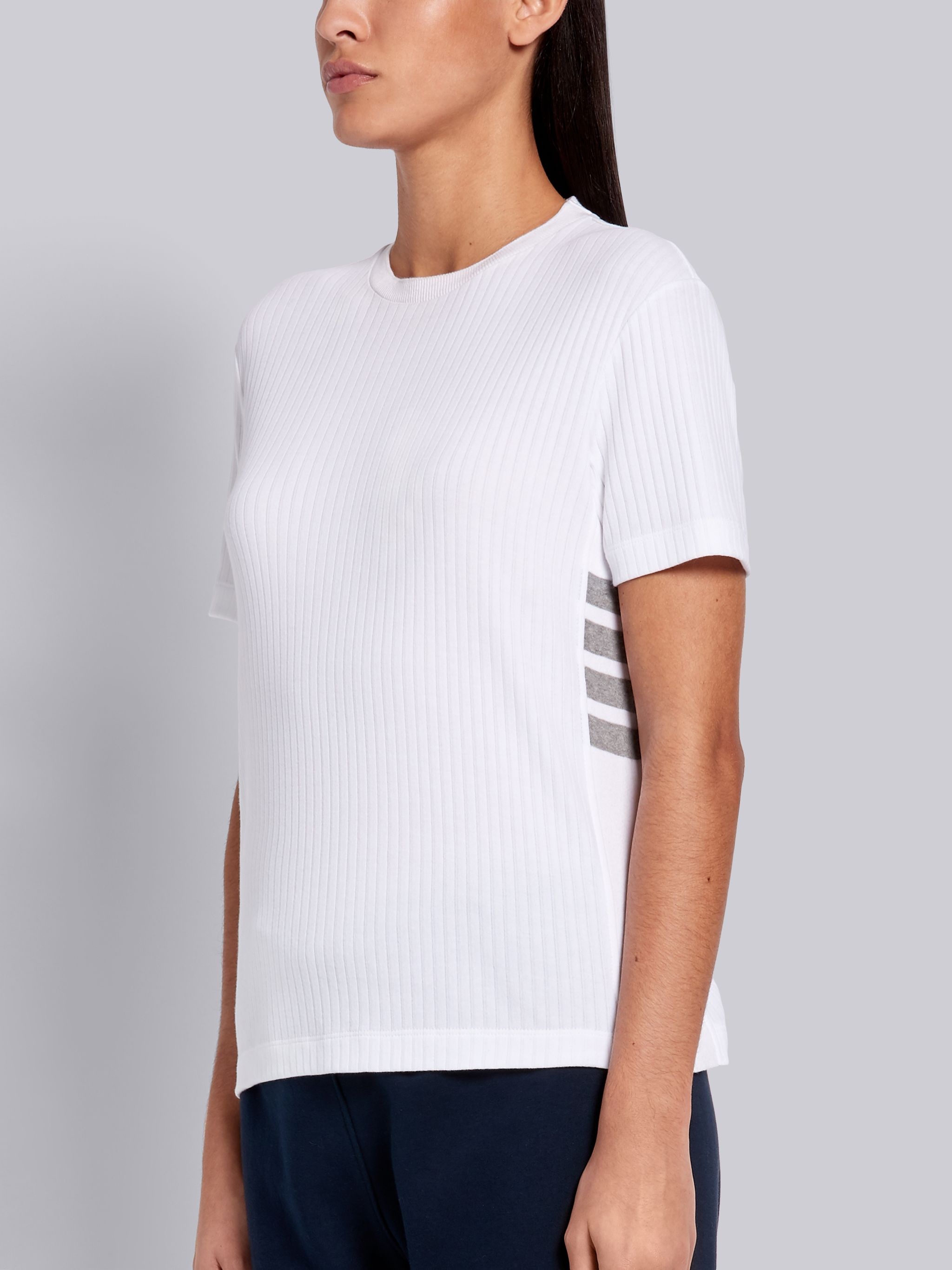 White High Twisted Rib Side Insert 4-Bar T-shirt - 2