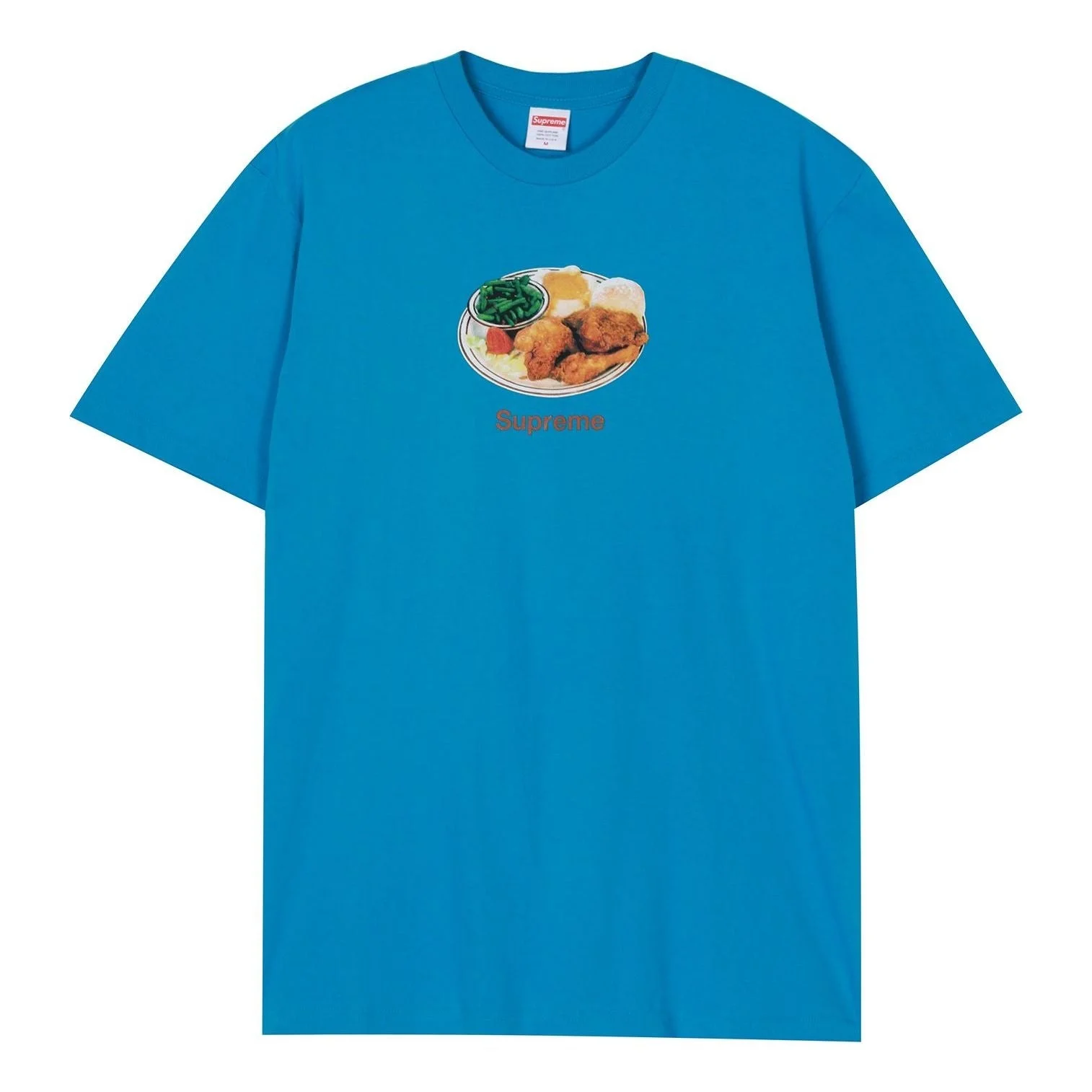 Supreme SS18 Chicken Dinner Tee Cyan Printing Short Sleeve Unisex Blue SUP-SS18-0185 - 1