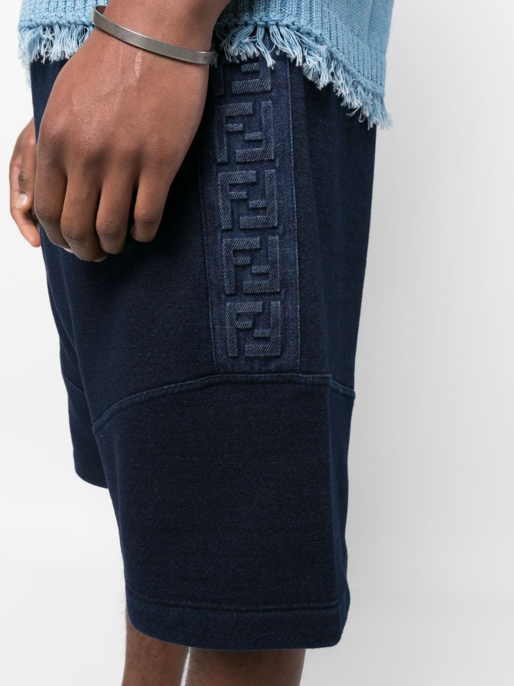 embossed-monogram denim shorts - 5