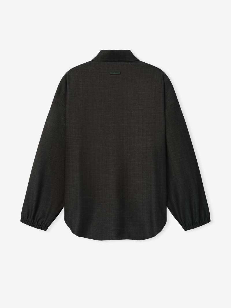 Grey Striped Wool Elastic Cuff Shirt 5