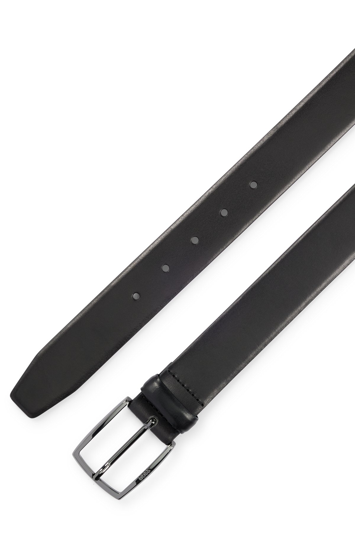 ITALIAN-LEATHER BELT WITH POLISHED GUNMETAL BUCKLE - 4