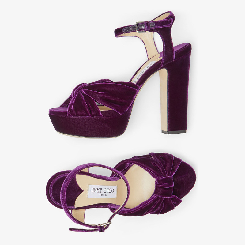 Heloise 120 Cassis Velvet Platform Sandals 5