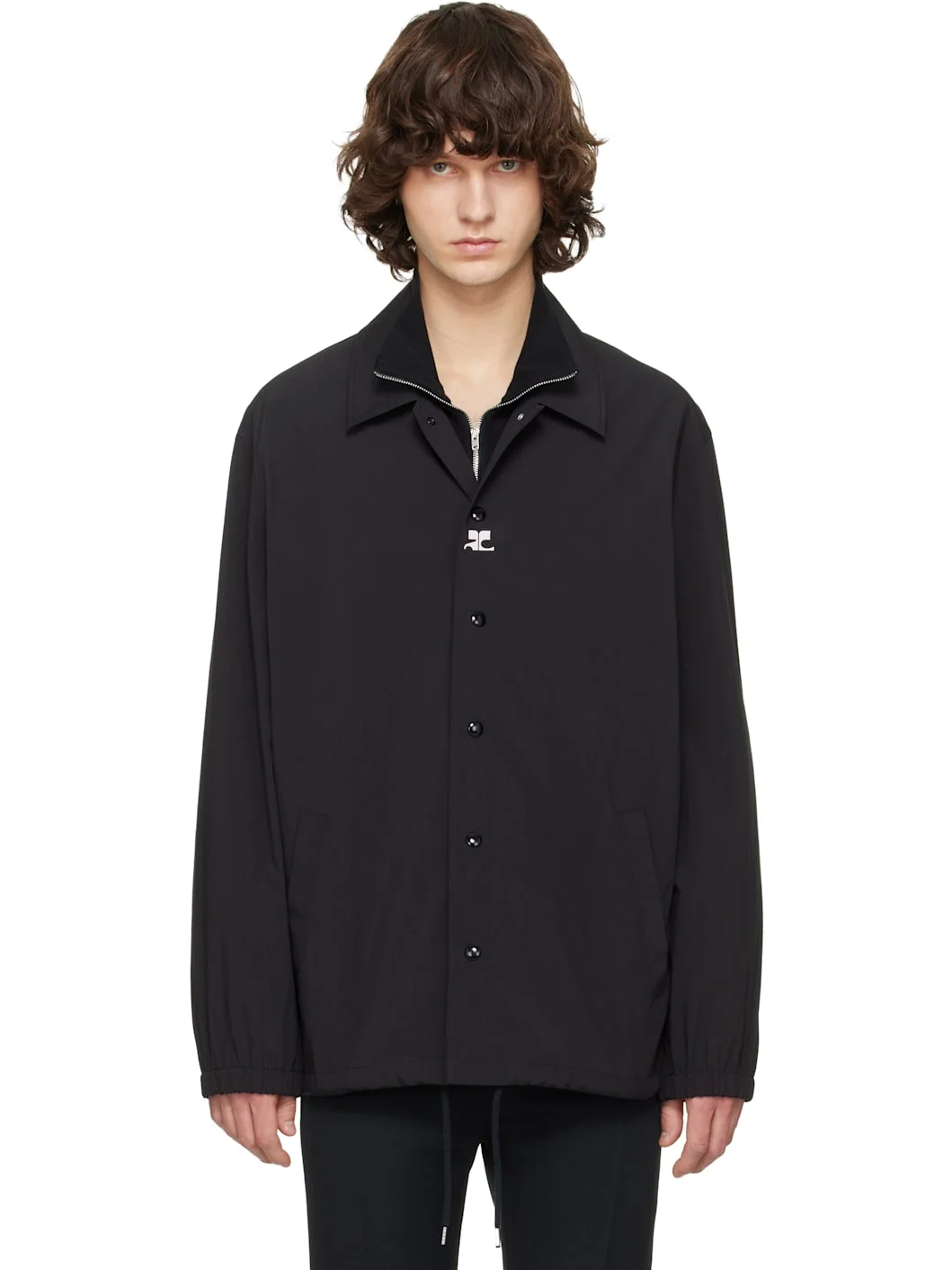 Black Printed Coach Jacket - 1