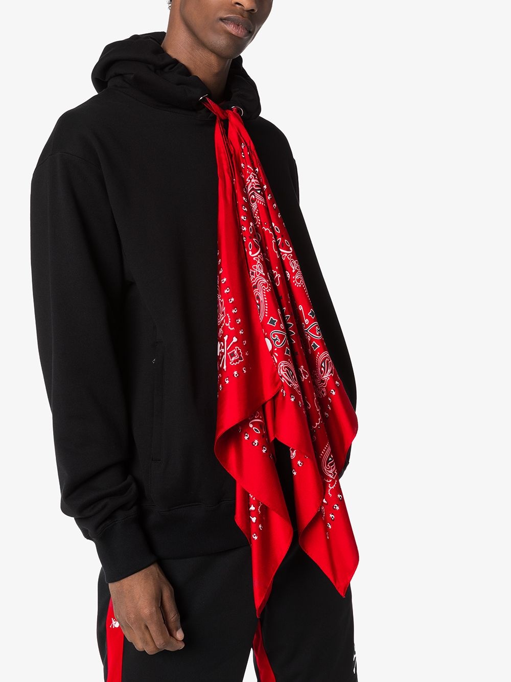 bandana-tie skull-motif hoodie - 2