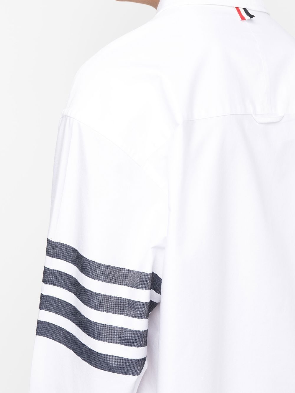 THOM BROWNE MEN OVERSIZED LONG SLEEVE BUTTON DOWN SHIRT IN SOLID OXFORD WITH WOVEN 4 BAR - 4