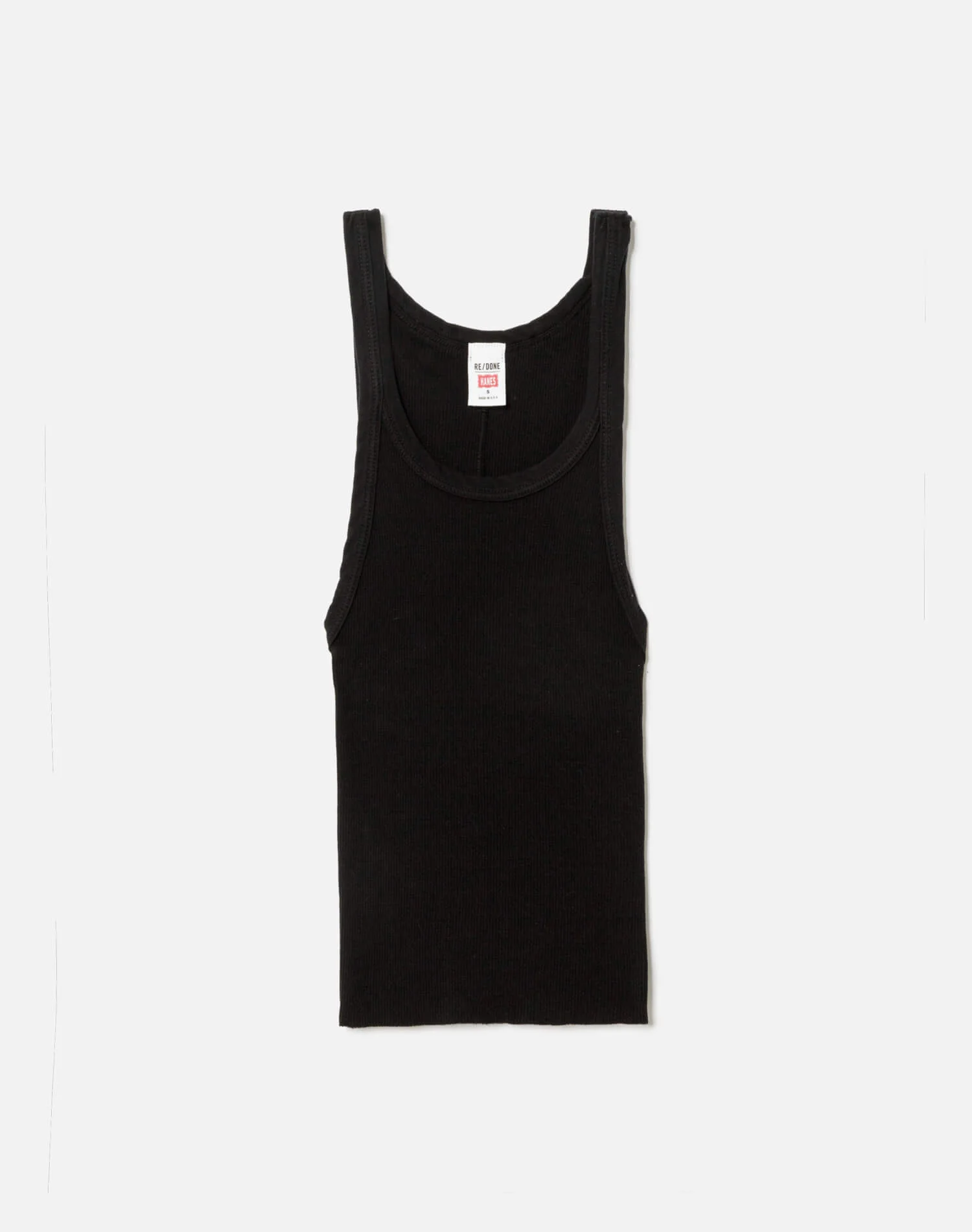 Hanes Cropped Ribbed Tank - Black - 1