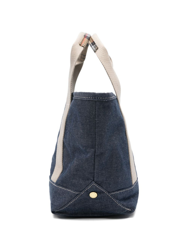 mini Mya tartan-detail denim tote bag 4