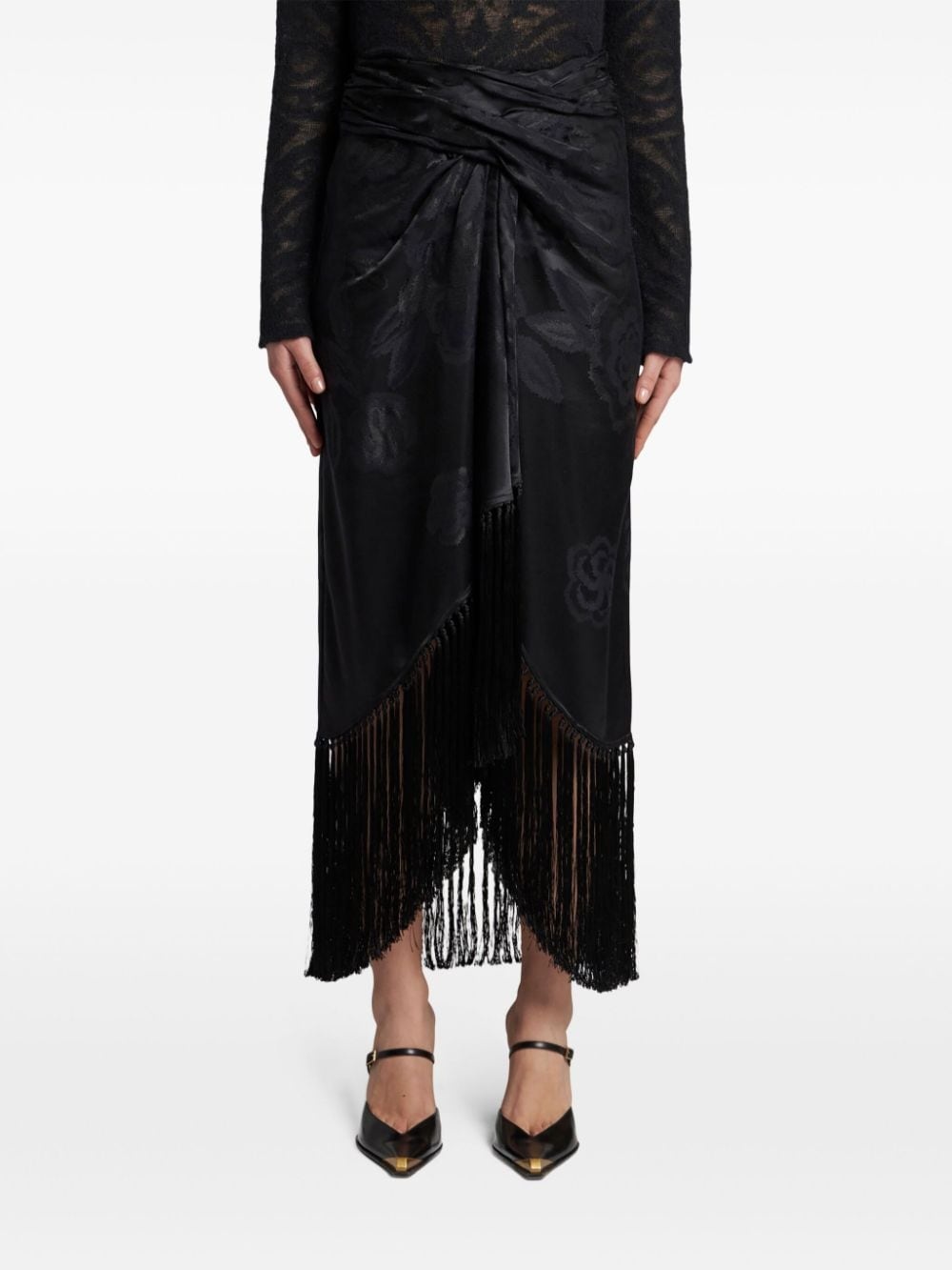 fringed jacquard maxi skirt - 2