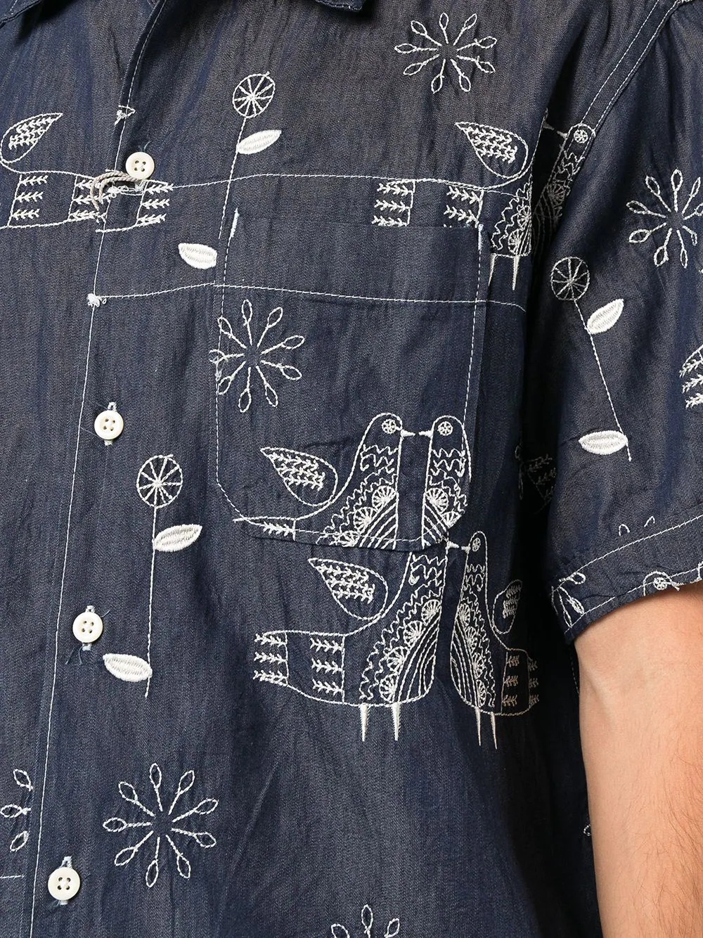 bird-embroidered camp-collar shirt - 5