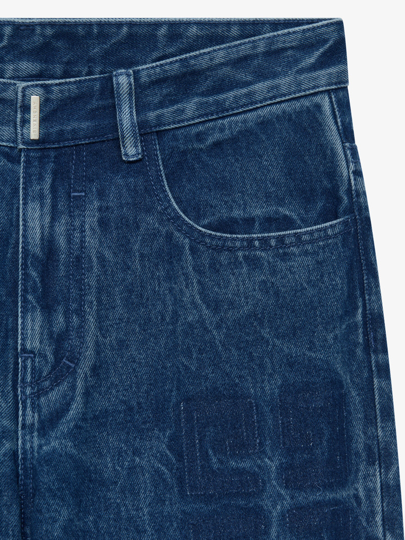 STRAIGHT FIT JEANS IN MARBLED DENIM WITH REMOVED PATCHES 5