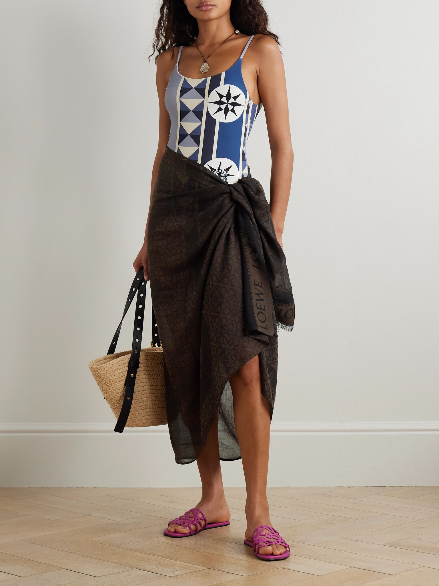 + Paula's Ibiza cotton-jacquard scarf Brown - 2