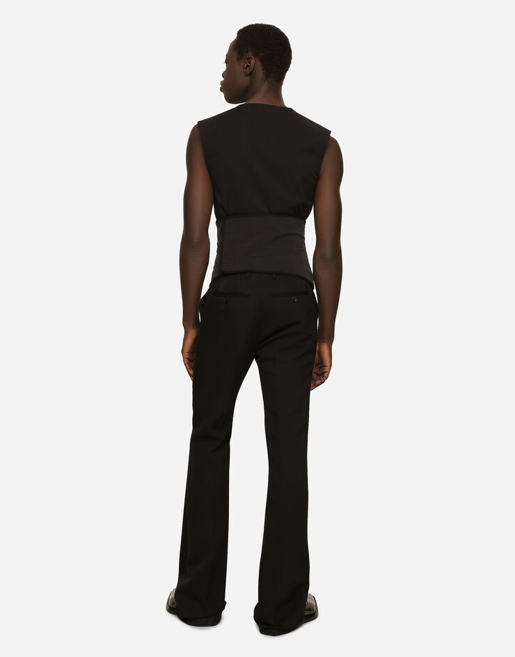 Full Milano jersey and wool gabardine vest - 3