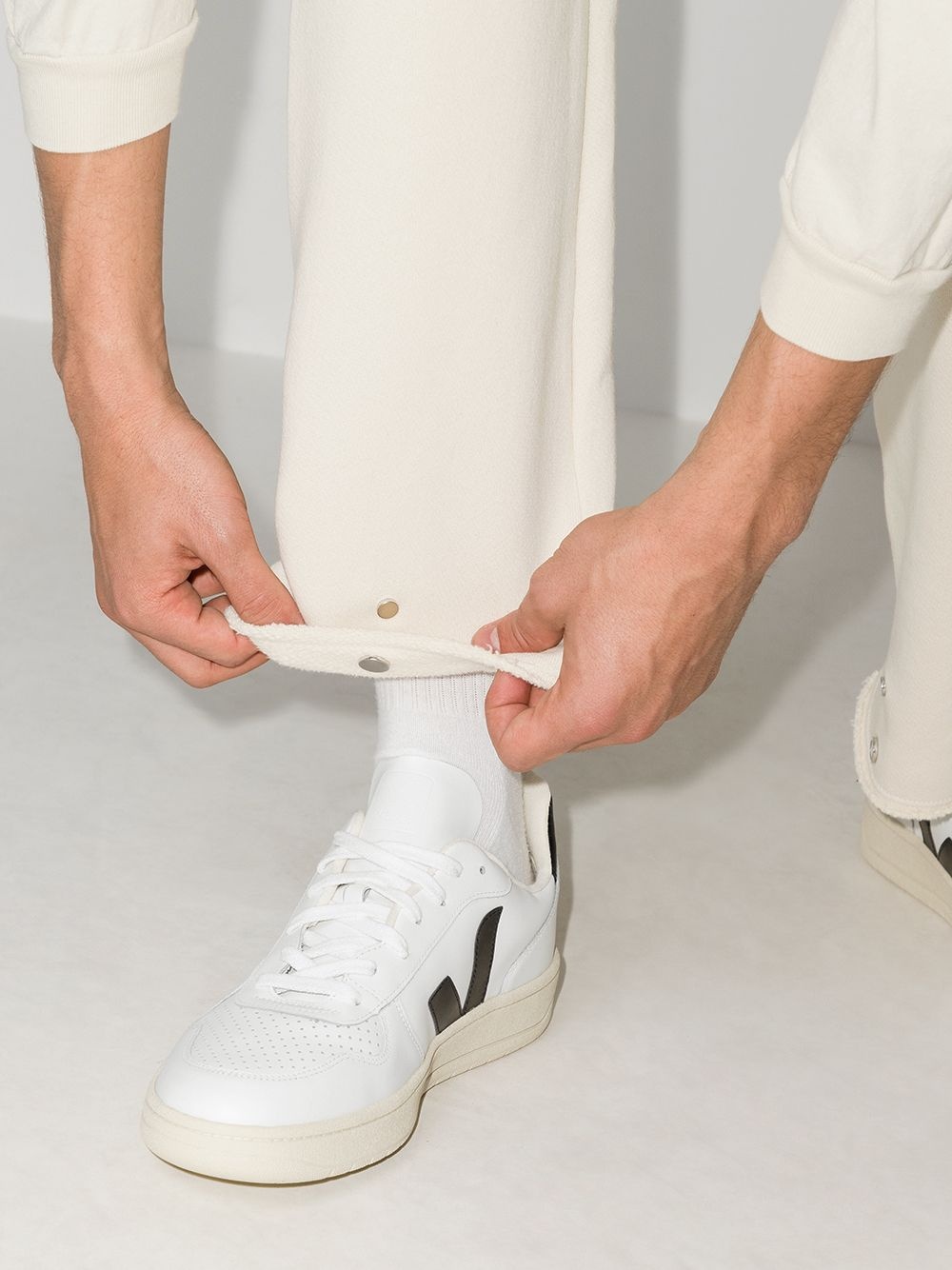 snap-button cotton track pants - 4