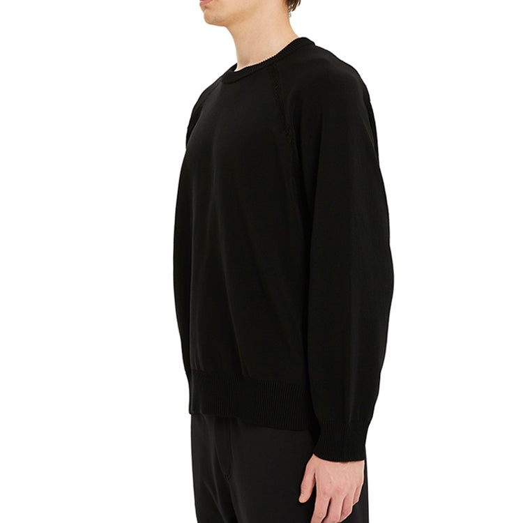 Men's Y-3 SS21 Loose Round Neck Long Sleeves Pullover Black GV4214 - 5