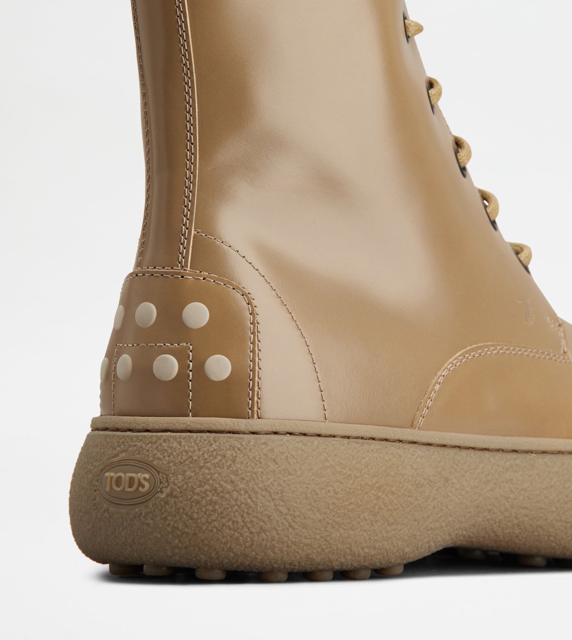 TOD'S W. G. LACE-UP ANKLE BOOTS IN LEATHER - BEIGE - 5