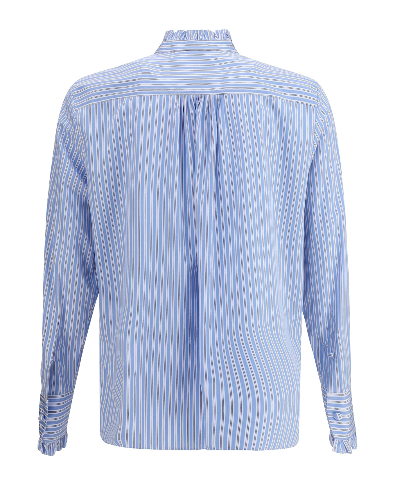 Striped Plastron And Ruffle Shirt - 2