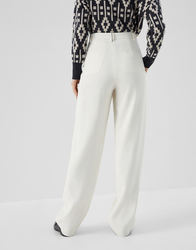 Brunello Cucinelli Viscose and virgin wool gabardine relaxed slouchy trousers with monili outlook
