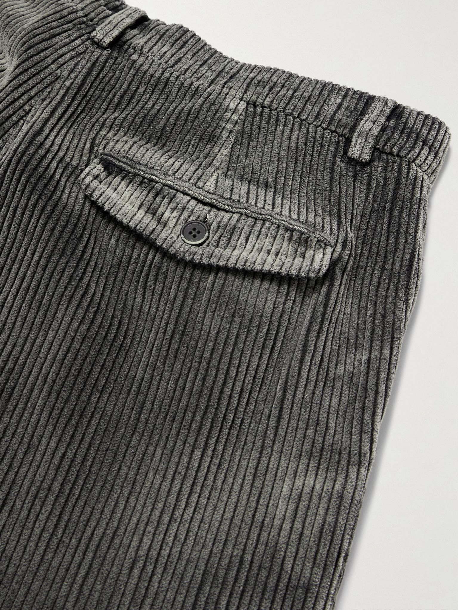 Canasta Straight-Leg Garment-Dyed Cotton-Corduroy Trousers Gray - 5